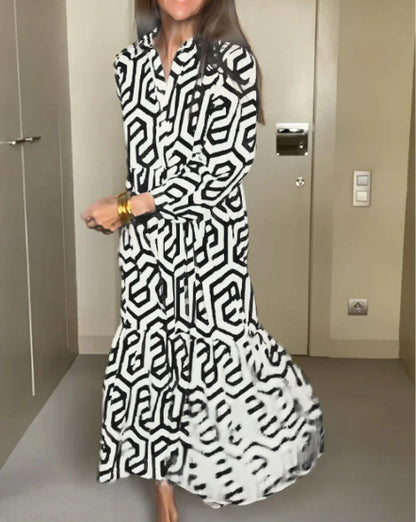 Robe longue à imprimé géométrique