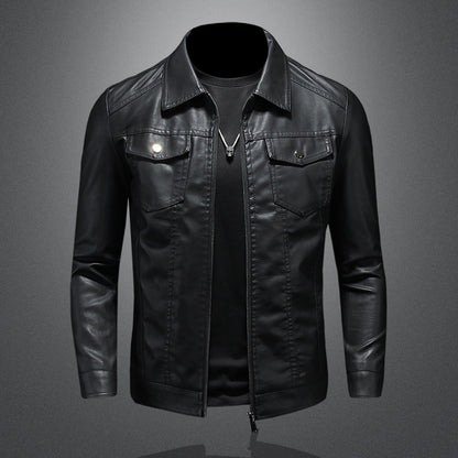 Veste de motard slim de couleur unie