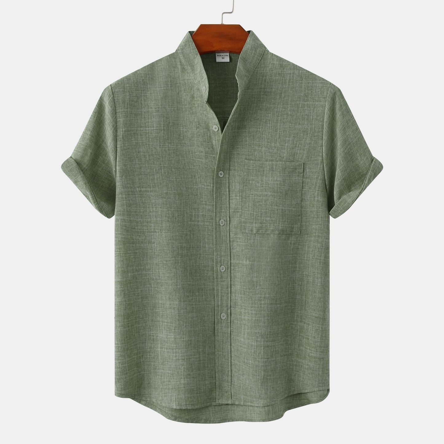 Chemise en lin à manches courtes pour hommes