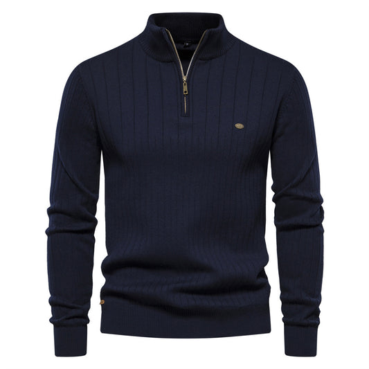 Pull en maille à col montant et demi-zip