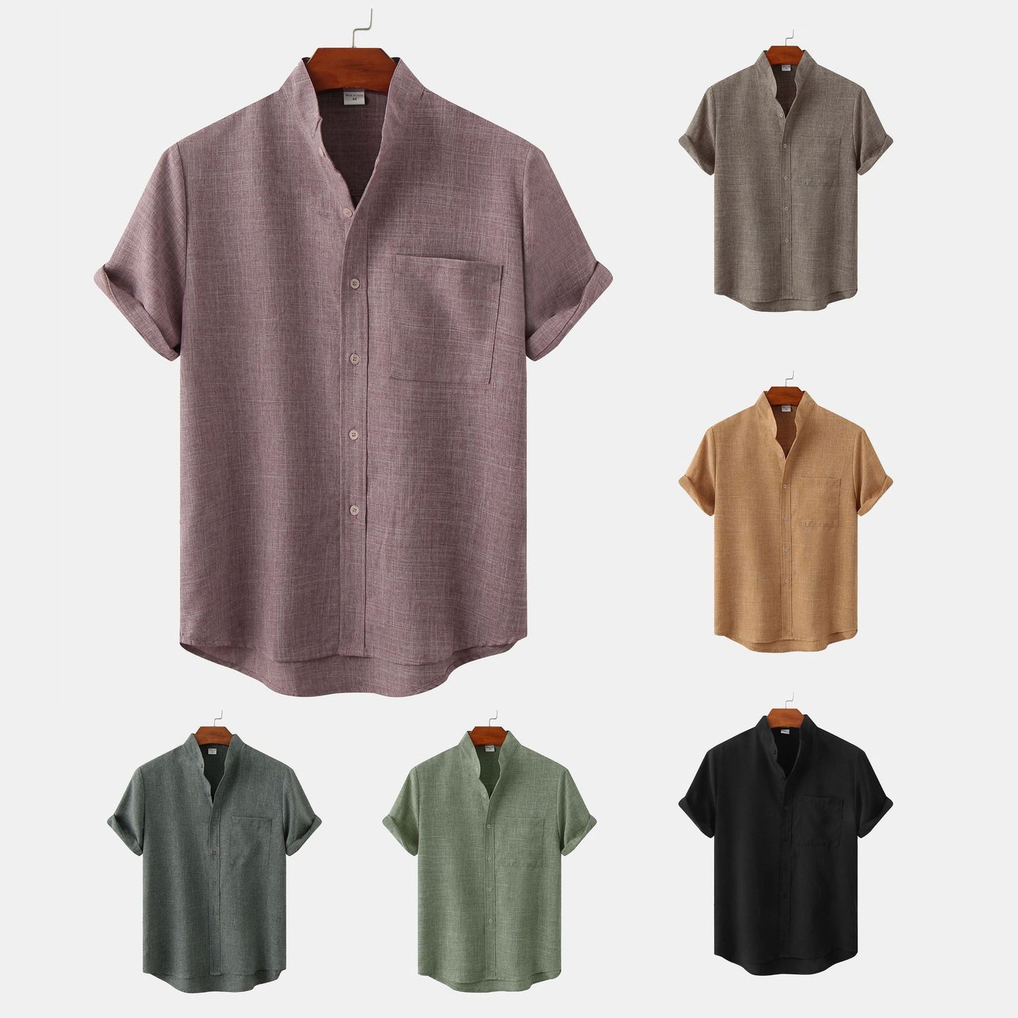 Chemise en lin à manches courtes pour hommes