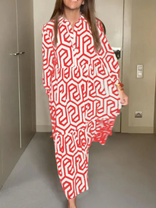 Robe longue à imprimé géométrique