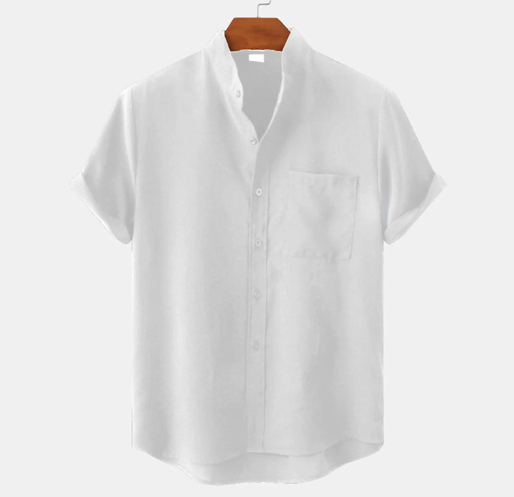 Chemise en lin à manches courtes pour hommes