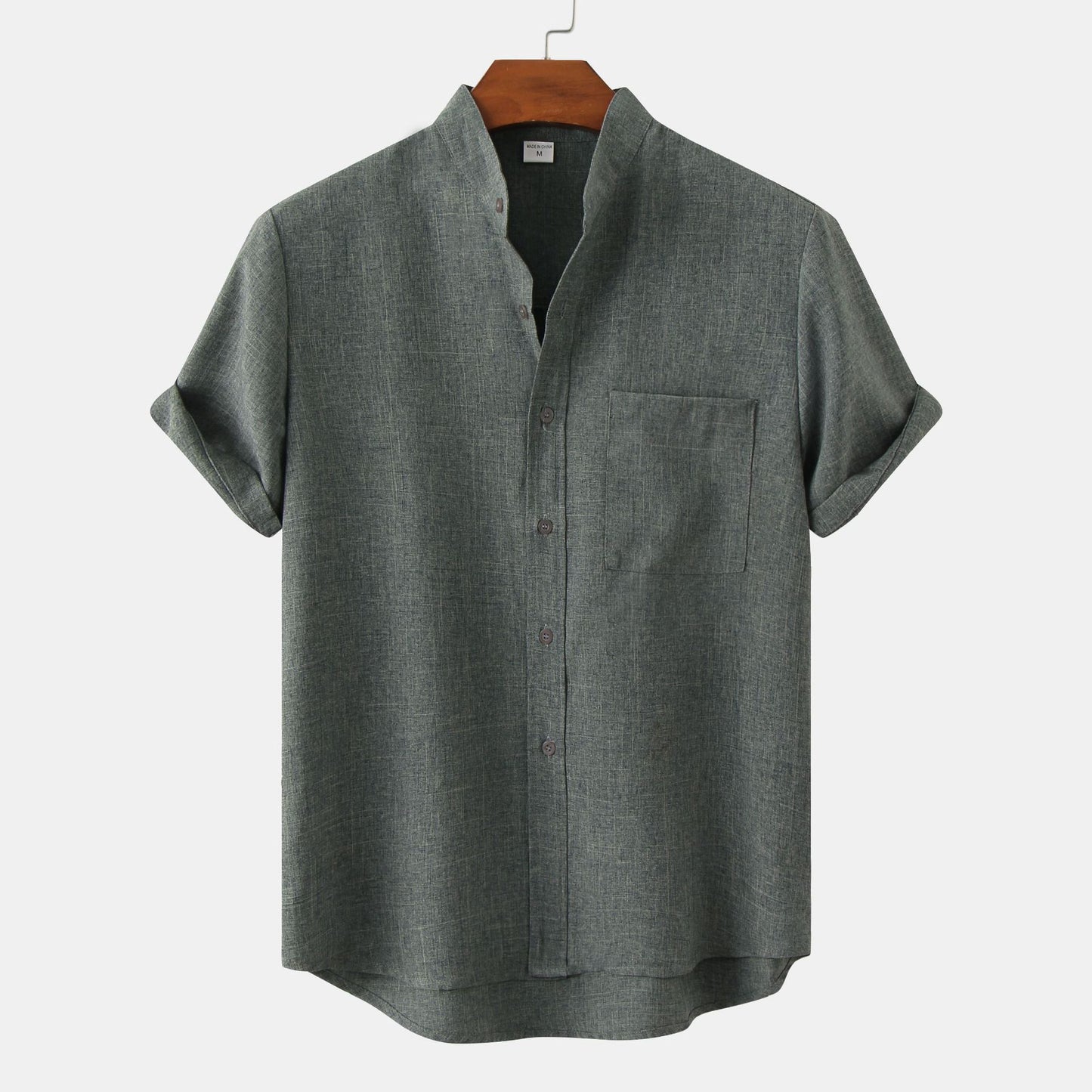 Chemise en lin à manches courtes pour hommes