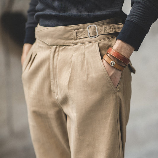 Pantalon cargo rétro taille haute pour hommes