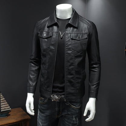 Veste de motard slim de couleur unie